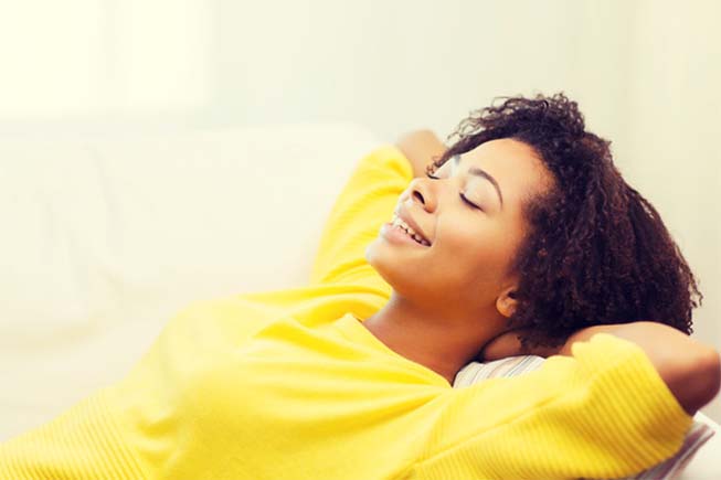 Sandy Mitsch demonstrating calming body techniques